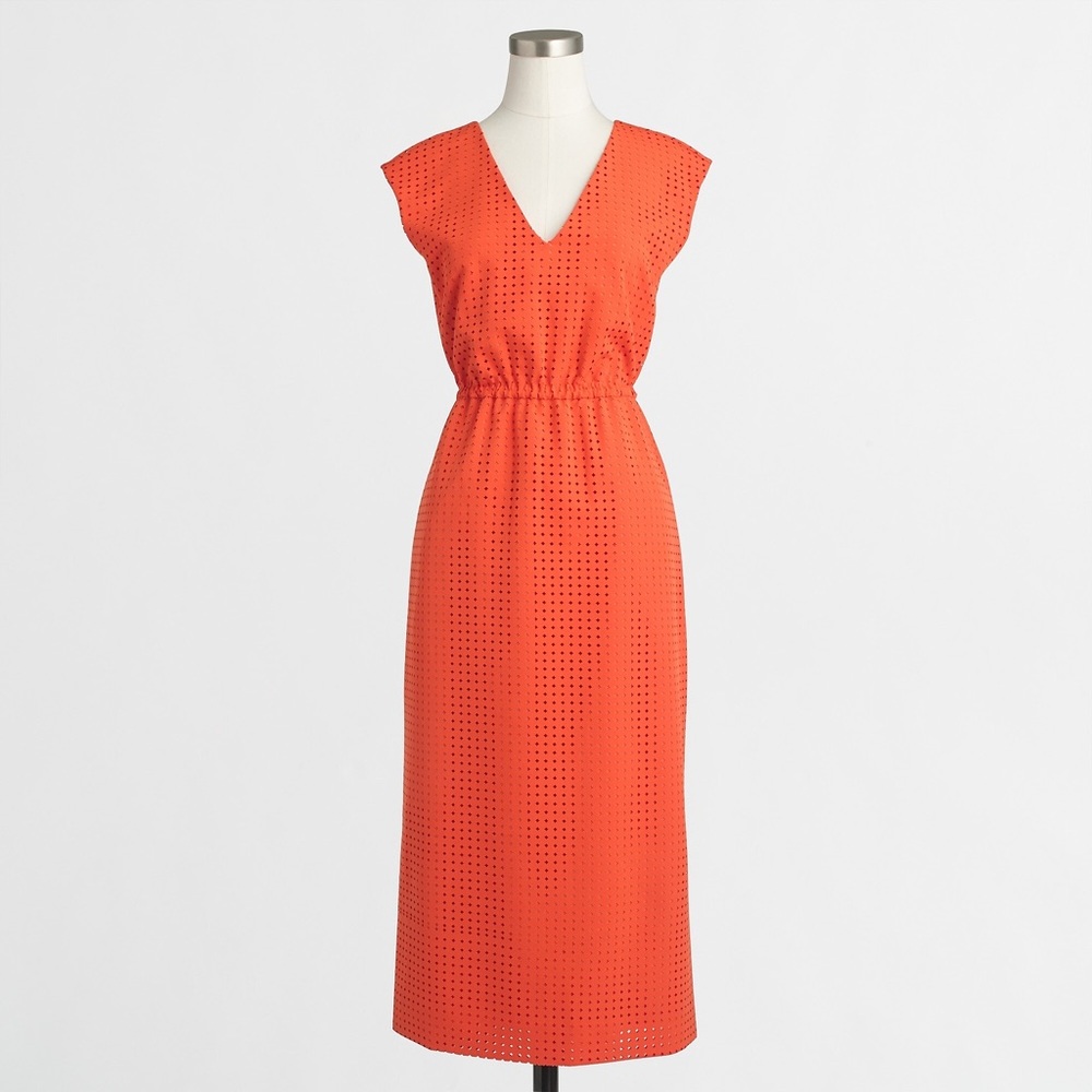 J. Crew Factory Perforated Side-Slit Midi Dress
